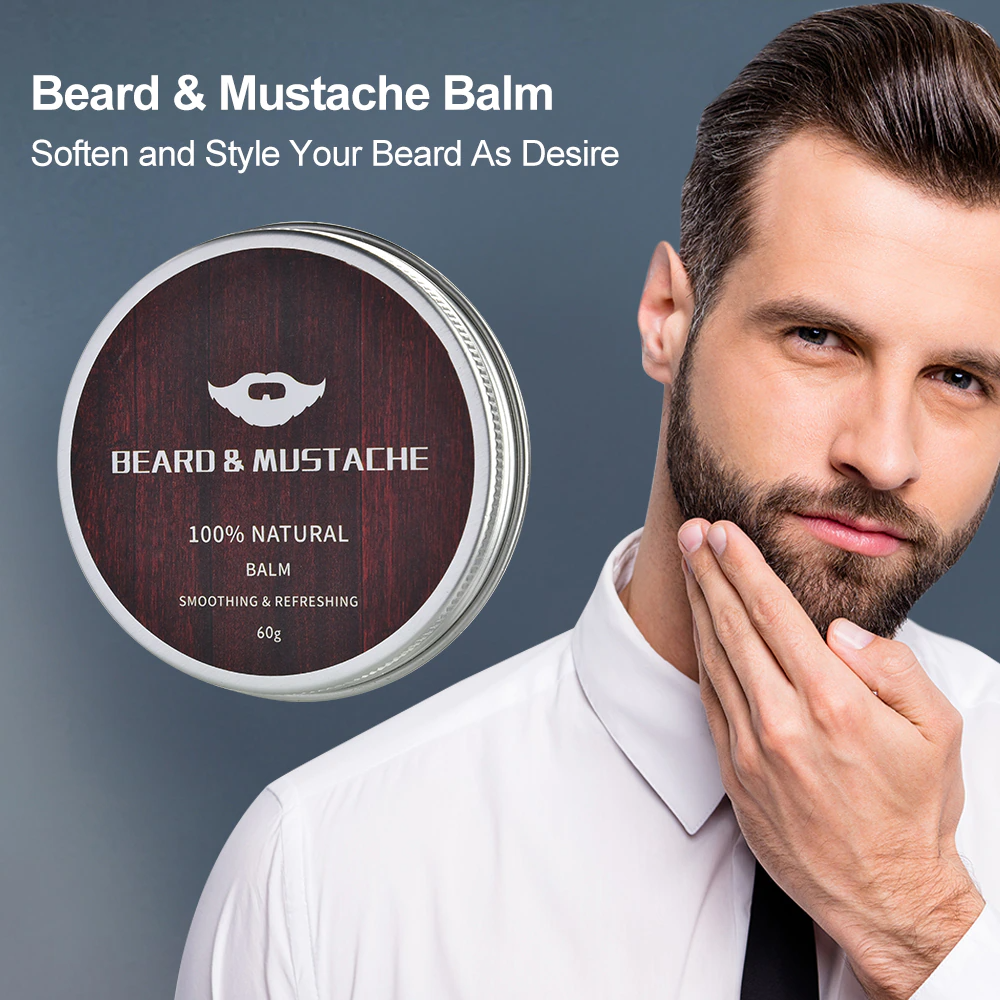 A tin of beard and moustache smoothing and moisturising balm