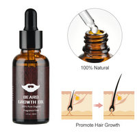 Thumbnail for A bottle of beard growth oil, formulated with 100% natural ingredients and fragrance free. Promote hair growth.