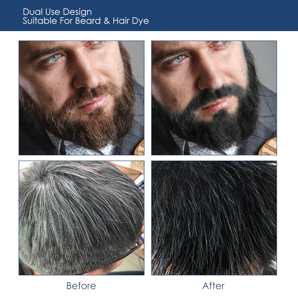 Results using our hair dye solution on the beard, moustache and hair